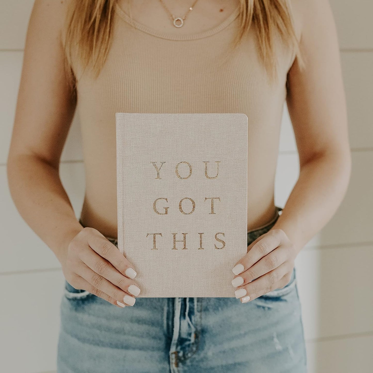 Sweet Water Decor Cute Motivational Lined Composition Notebook for Women, 100 Ruled Pages for Writing, Diary with Fabric Inspirational Cover (You Got This)